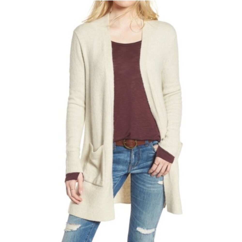 Madewell Kent Cardigan Sweater in Coziest Yarn Antique Cream Merino Wool Alpaca